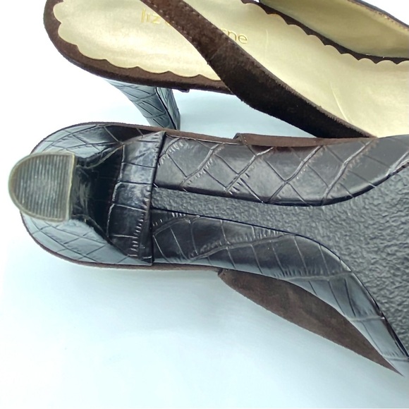 Liz Claiborne Dark Brown Slingback Croc-Embossed Heels and open toe US 9M - Picture 15 of 15